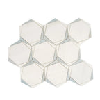 Triangular Hexagon in Bianco Dolomiti Leyte Blue and Thassos Marble Mosaic Tile | Tile Club