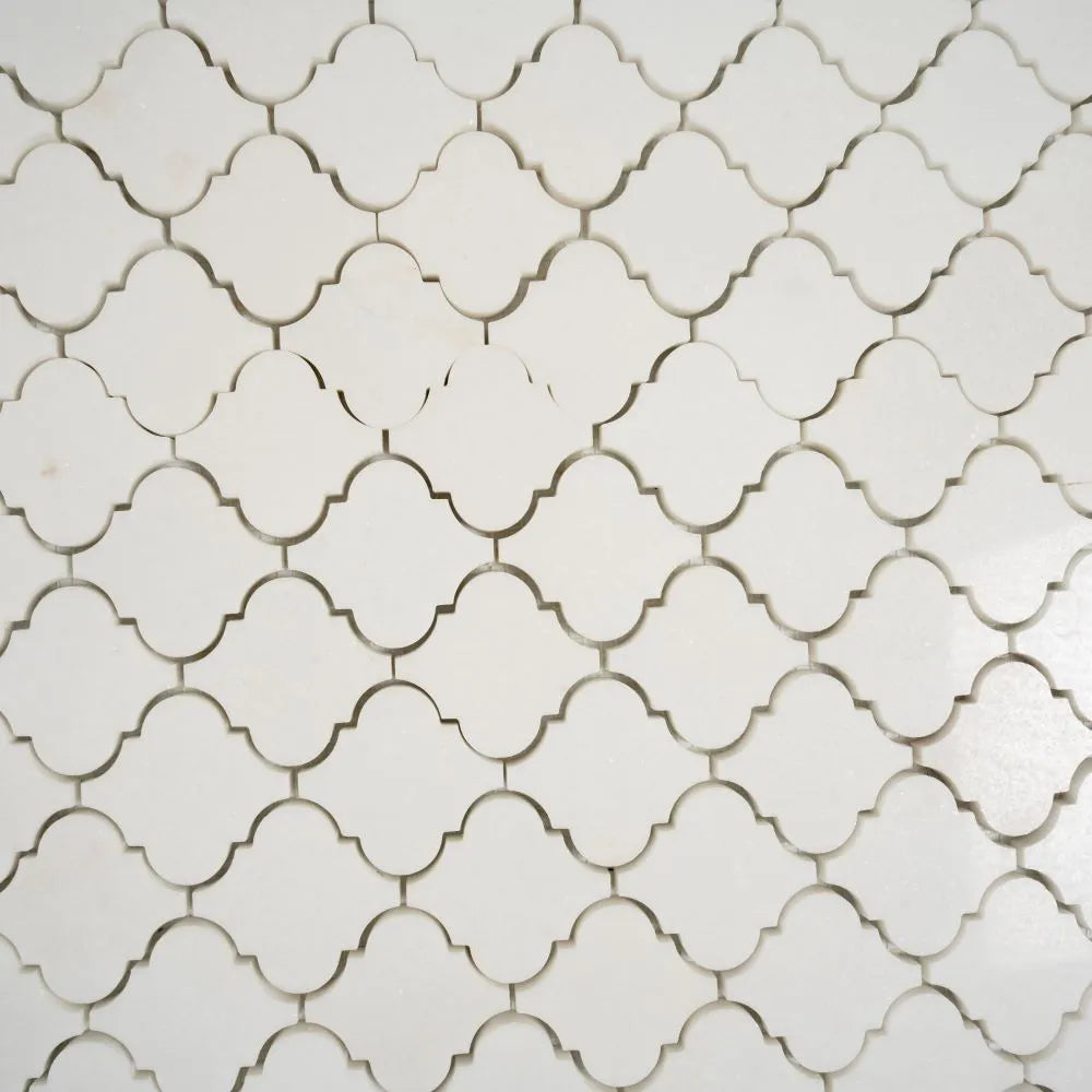 Thassos Marble Mini Arabesque Mosaic Tile | Tile Club