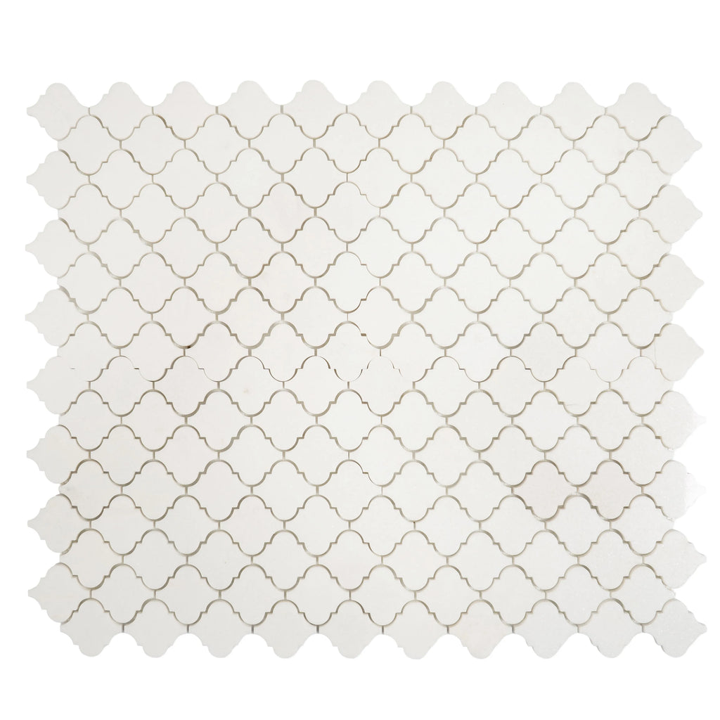 Thassos Marble Mini Arabesque Mosaic Tile | Tile Club