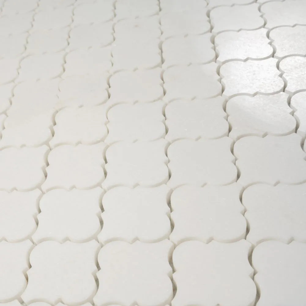 Thassos Marble Mini Arabesque Mosaic Tile | Tile Club