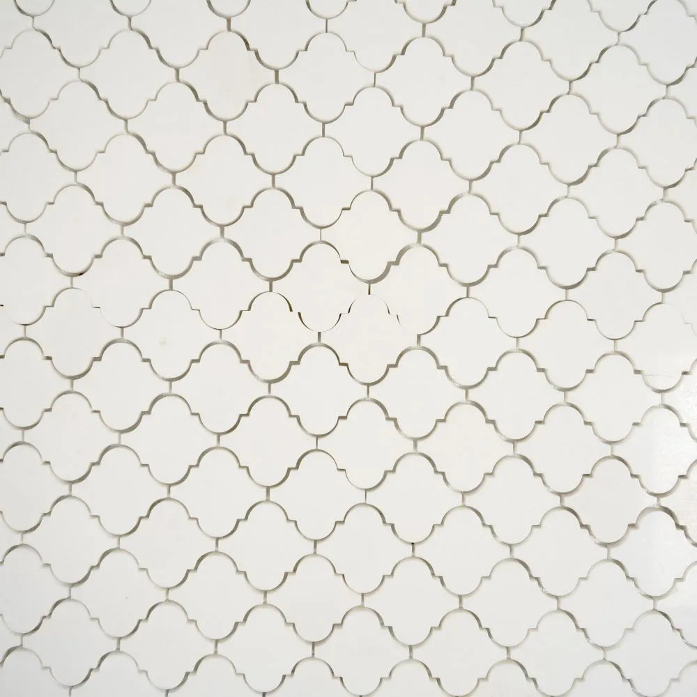 Thassos Marble Mini Arabesque Mosaic Tile | Tile Club