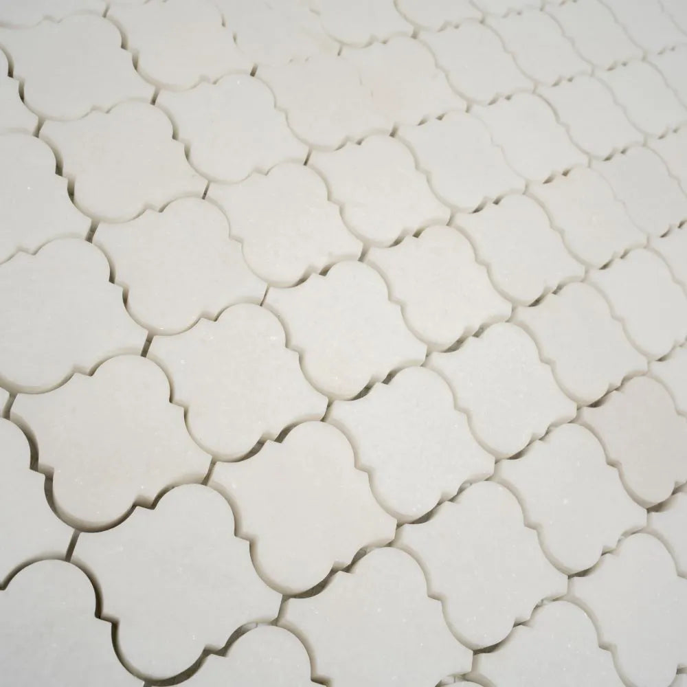 Thassos Marble Mini Arabesque Mosaic Tile | Tile Club
