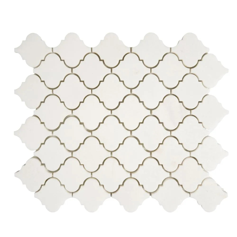Thassos Marble Mini Arabesque Mosaic Tile | Tile Club