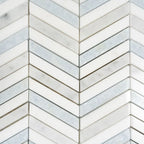 Blue and White Chevron Marble Mosaic Tile | Tile Club