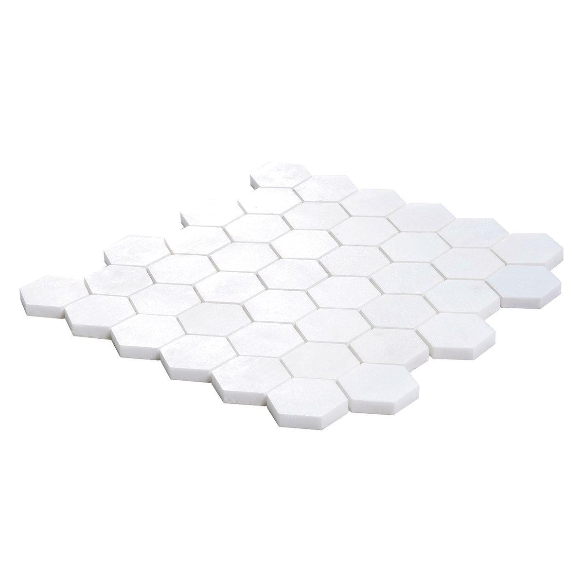 2" Thassos Marble Hexagon Tile Honed | Tile Club
