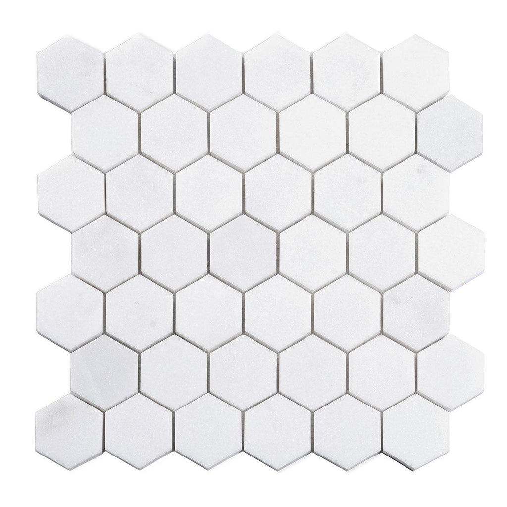 2" Thassos Marble Hexagon Tile Honed | Tile Club