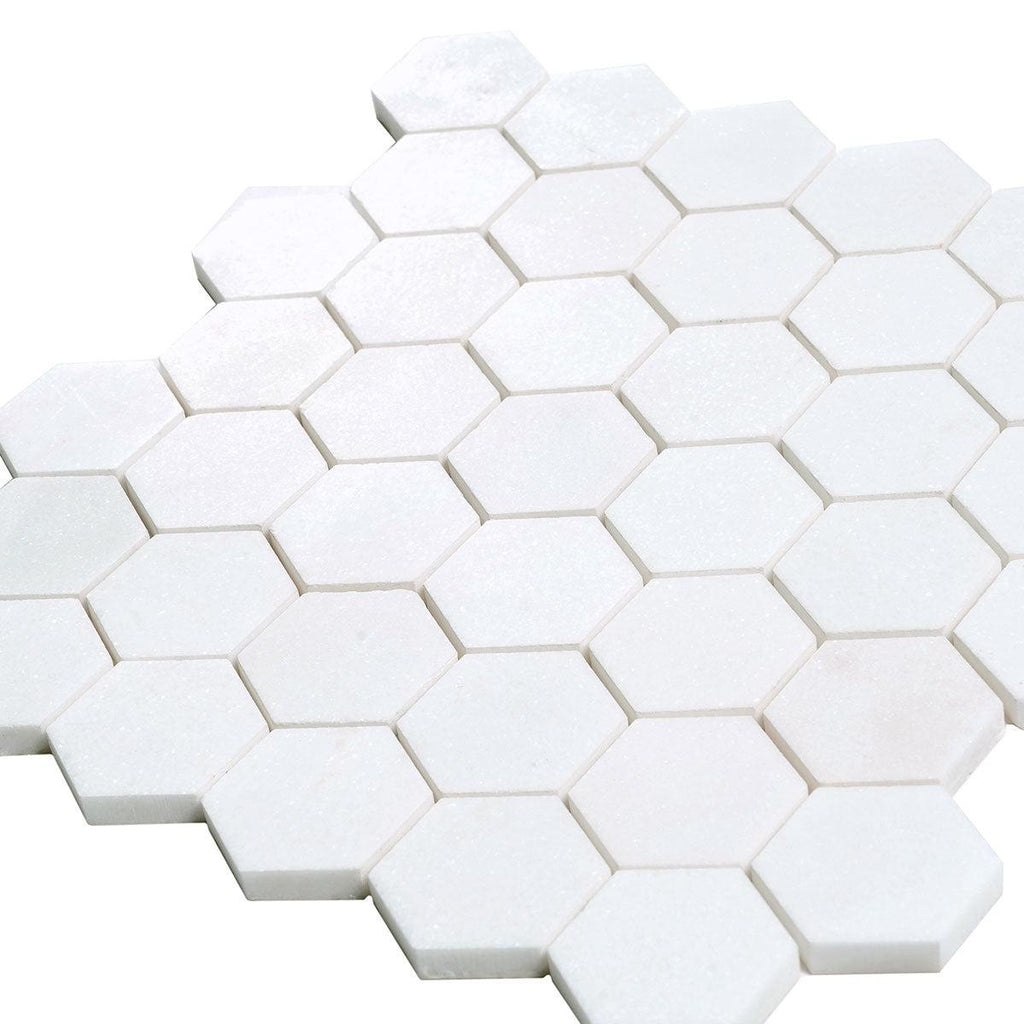 2" Thassos Marble Hexagon Tile Honed | Tile Club