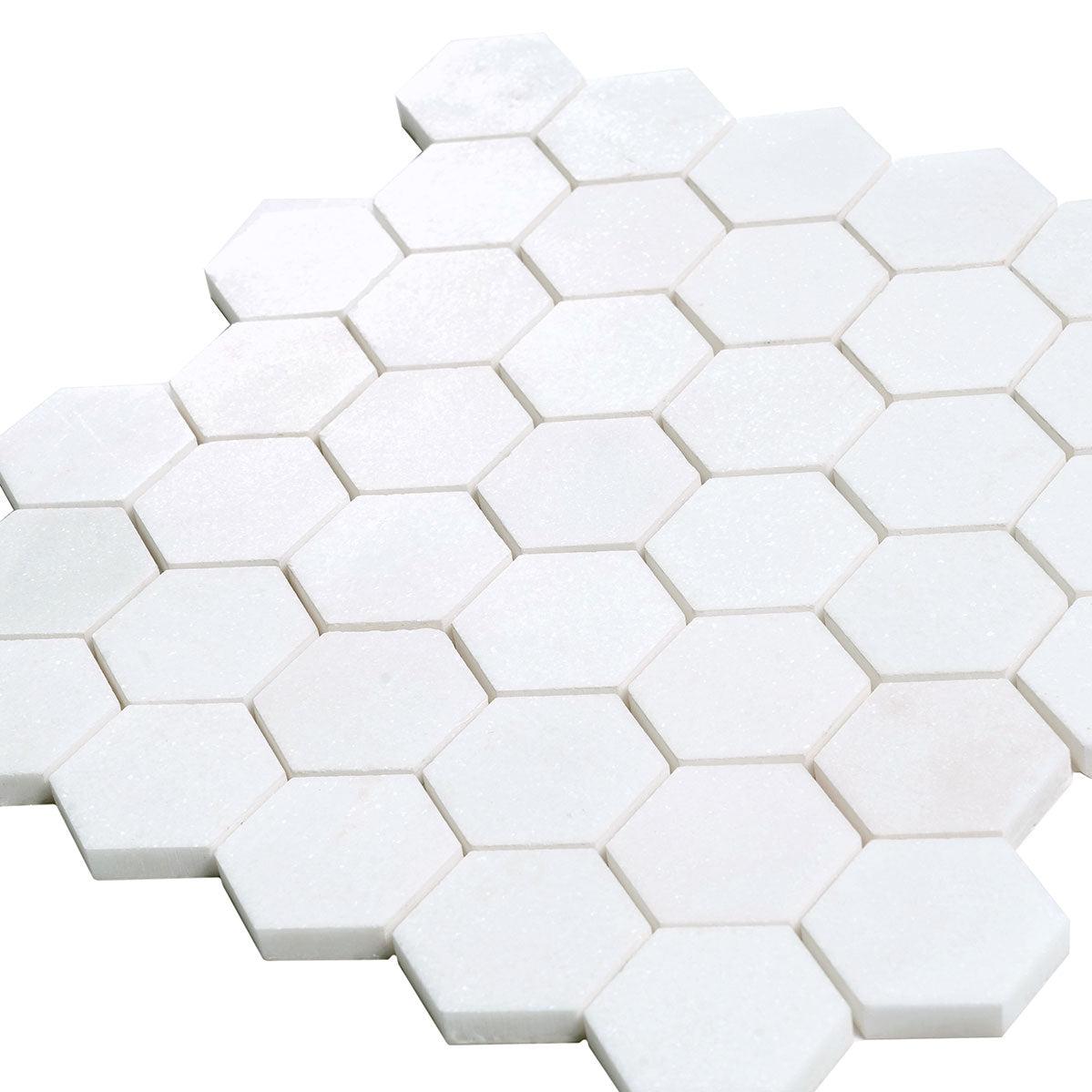 2" Thassos Marble Hexagon Tile Honed | Tile Club