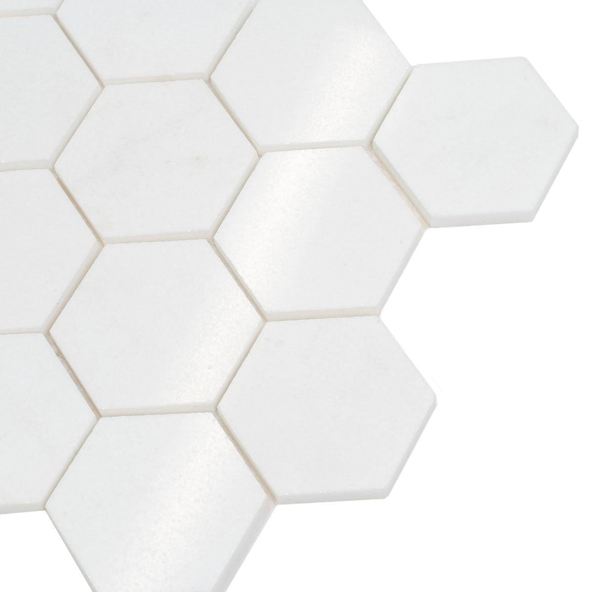 3" Thassos Marble Hexagon Tile Polished | Tile Club