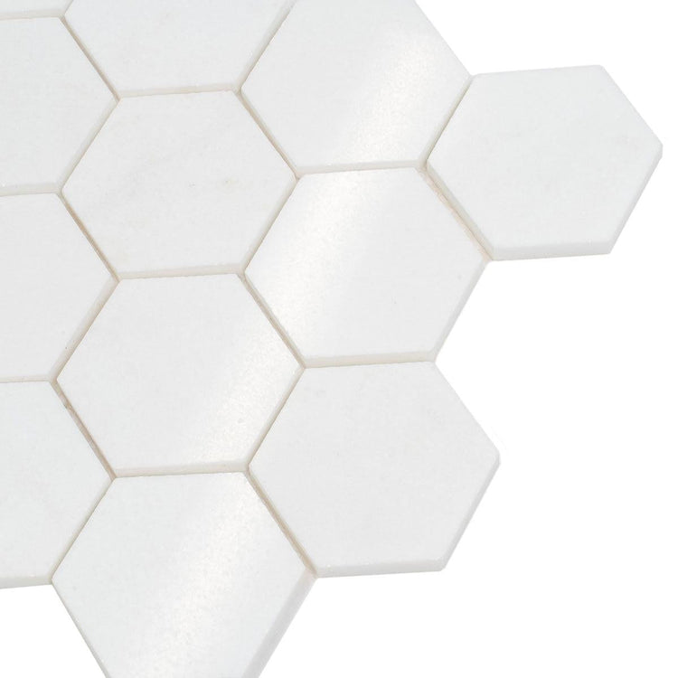 3" Thassos Marble Hexagon Tile Polished | Tile Club