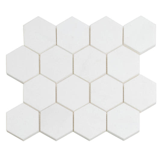 3" Thassos Marble Hexagon Tile Polished Sample
