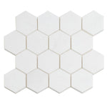 3" Thassos Marble Hexagon Tile Polished Sample