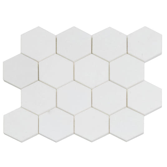 3" Thassos Marble Hexagon Tile Honed | Tile Club