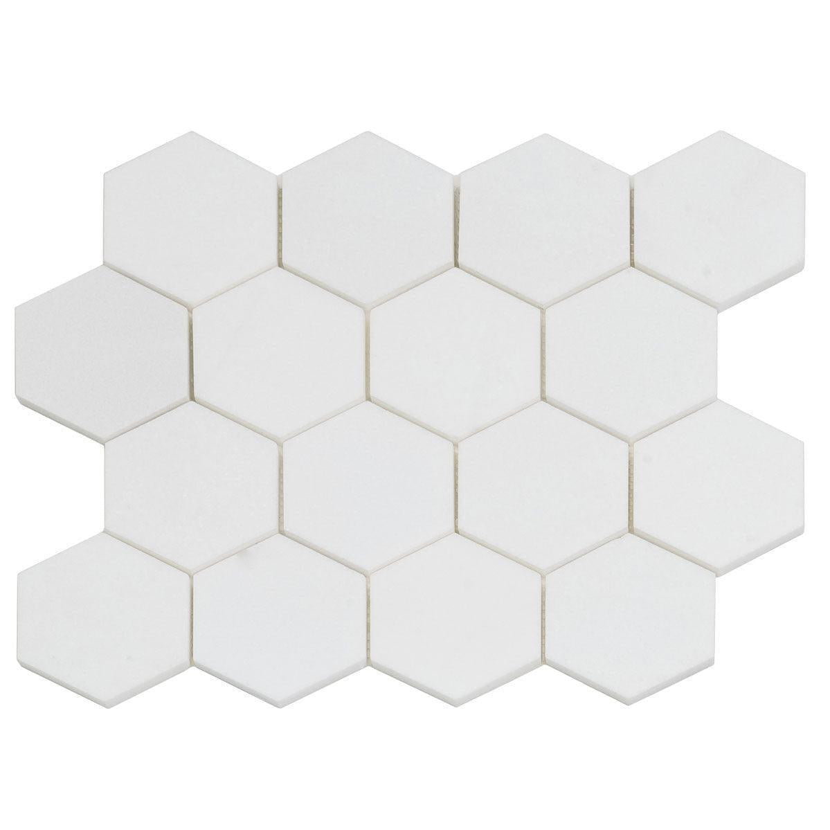 3" Thassos Marble Hexagon Tile Honed | Tile Club