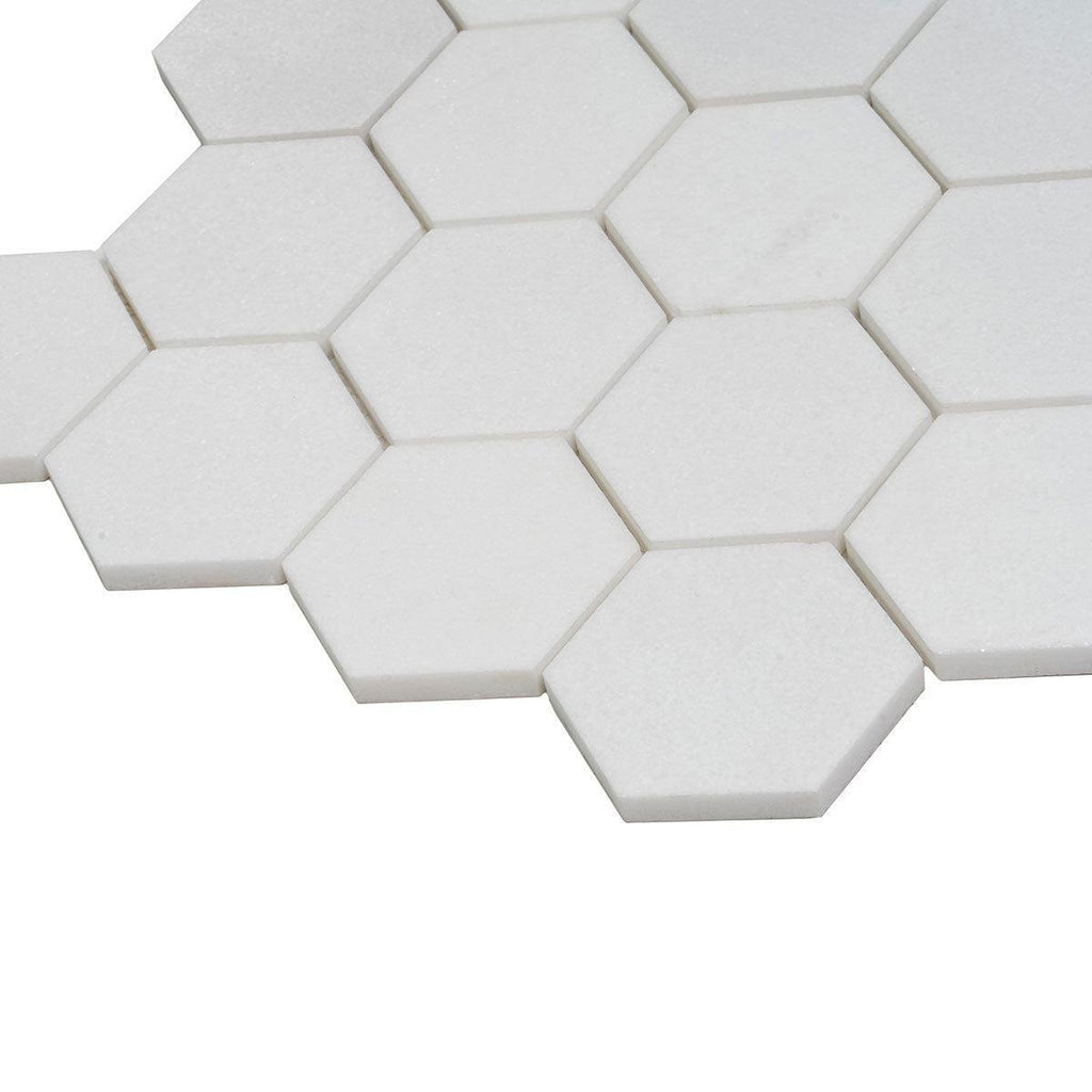 3" Thassos Marble Hexagon Tile Honed | Tile Club