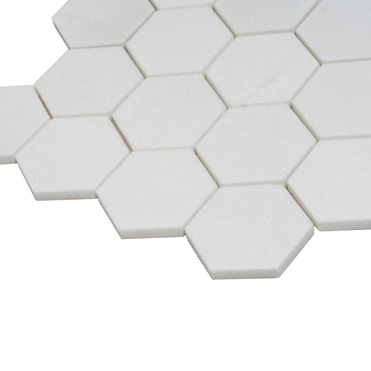 3" Thassos Marble Hexagon Tile Honed | Tile Club