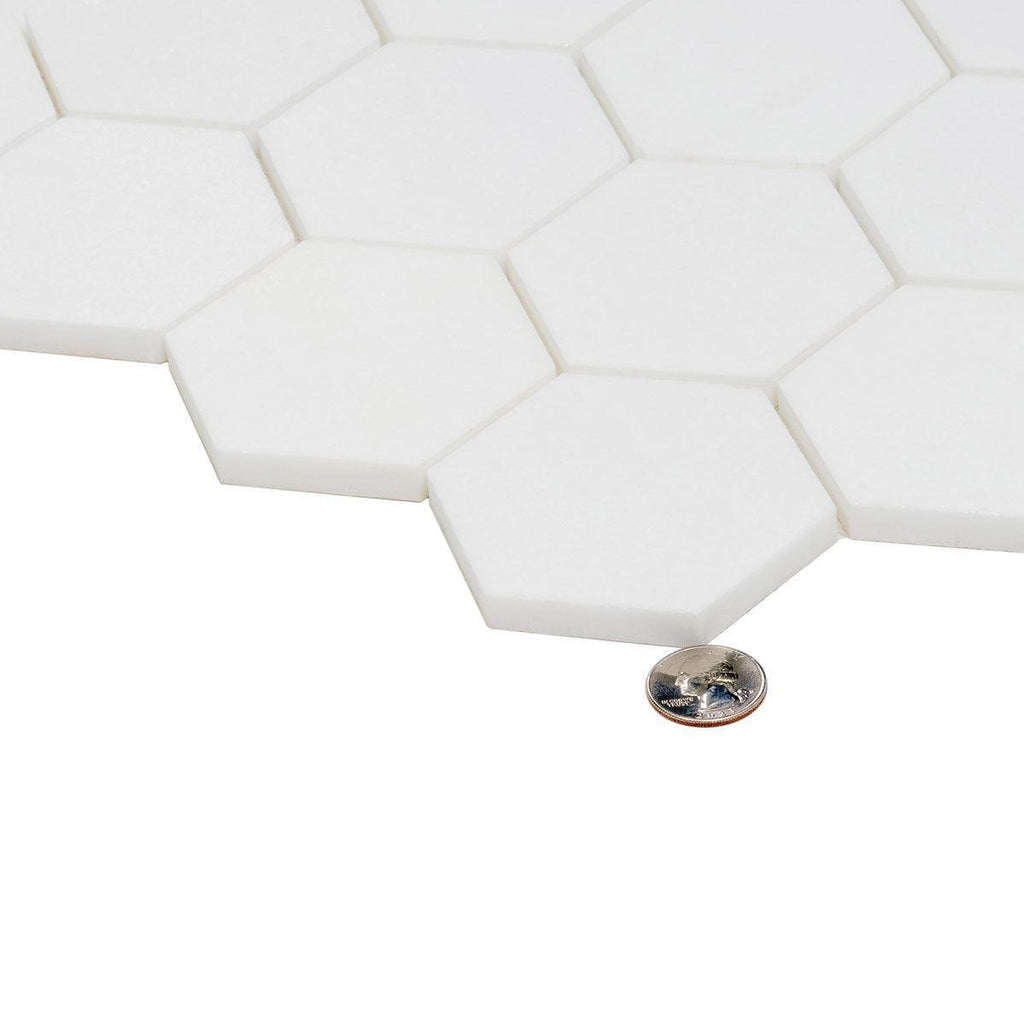 3" Thassos Marble Hexagon Tile Honed | Tile Club