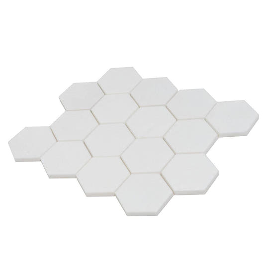 3" Thassos Marble Hexagon Tile Honed | Tile Club