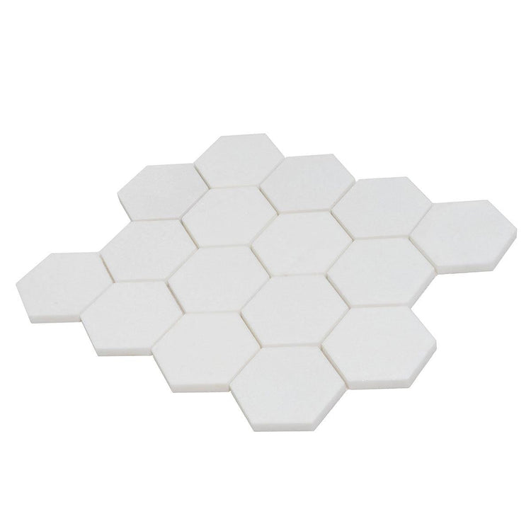 3" Thassos Marble Hexagon Tile Honed | Tile Club