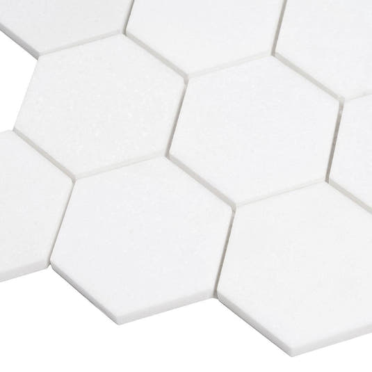 3" Thassos Marble Hexagon Tile Honed | Tile Club