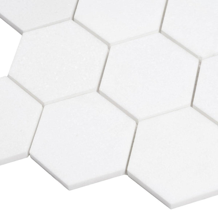 3" Thassos Marble Hexagon Tile Honed | Tile Club