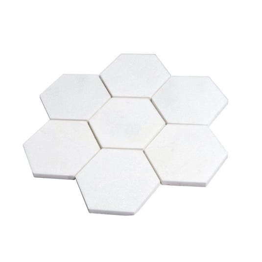 4" Thassos Marble Hexagon Tile Honed | Tile Club