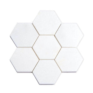 4" Thassos Marble Hexagon Tile Honed Sample