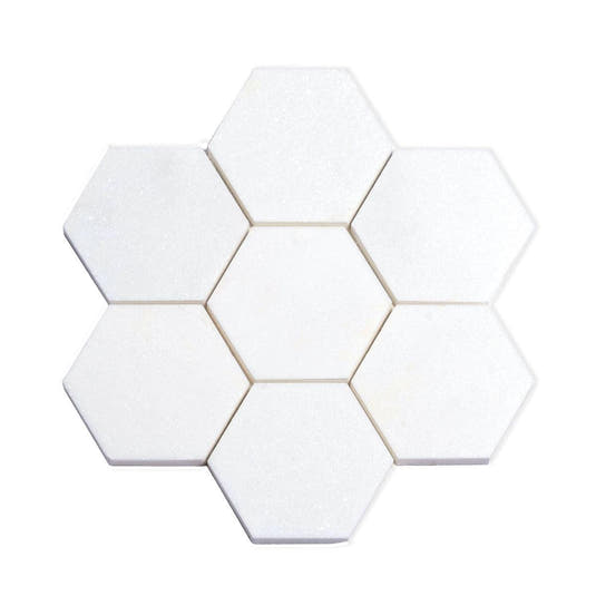 4" Thassos Marble Hexagon Tile Honed | Tile Club
