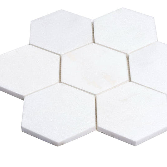 4" Thassos Marble Hexagon Tile Honed | Tile Club