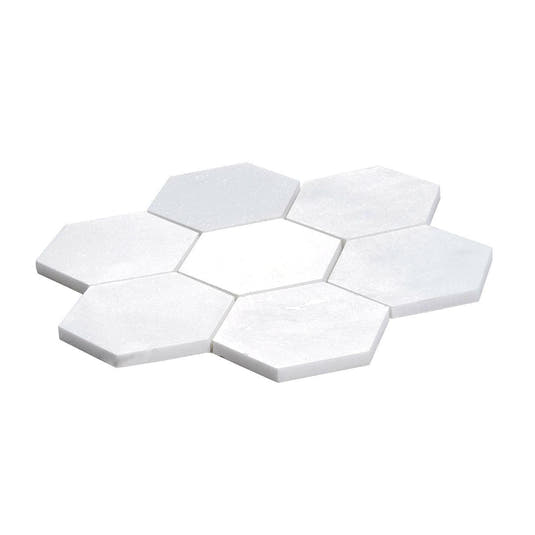4" Thassos Marble Hexagon Tile Honed | Tile Club