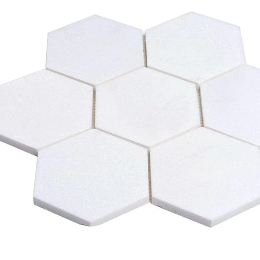 4" Thassos Marble Hexagon Tile Honed | Tile Club