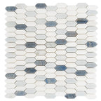 Blue and White Mini Picket Marble Mosaic Tile | Tile Club