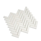 Thassos White Marble Herringbone Mosaic Tile | Tile Club