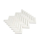 Thassos White Marble Herringbone Mosaic Tile | Tile Club