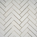 Thassos White Marble Herringbone Mosaic Tile | Tile Club