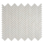 Thassos White Marble Herringbone Mosaic Tile | Tile Club