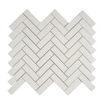 Thassos White Marble Herringbone Mosaic Tile | Tile Club