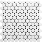 1 Inch Thassos White Honed Penny Round Marble Mosaic Tile Sample
