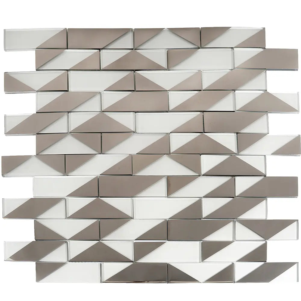 White Deco Brick Glass Mosaic Tile | Tile Club