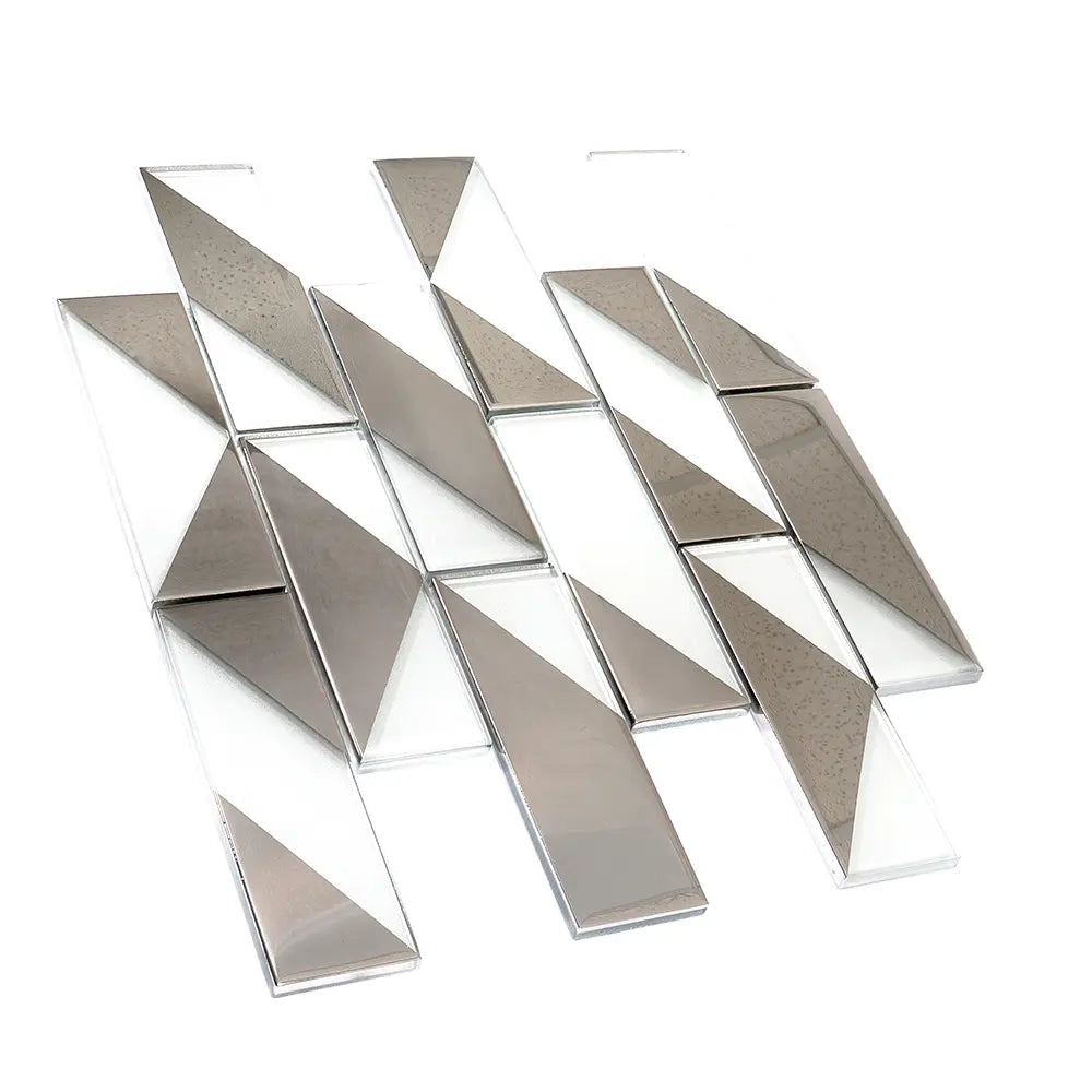 White Deco Brick Glass Mosaic Tile | Tile Club