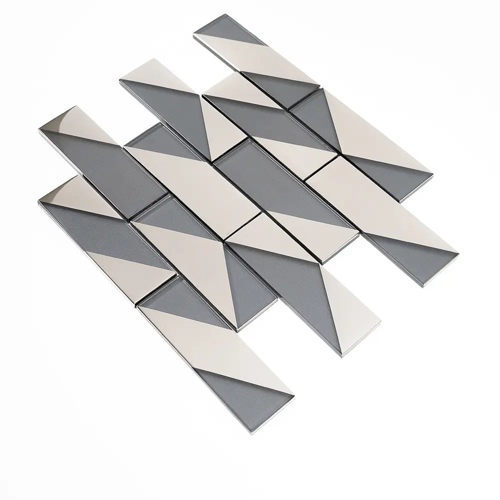 Gray Deco Brick Glass Mosaic Tile | Tile Club