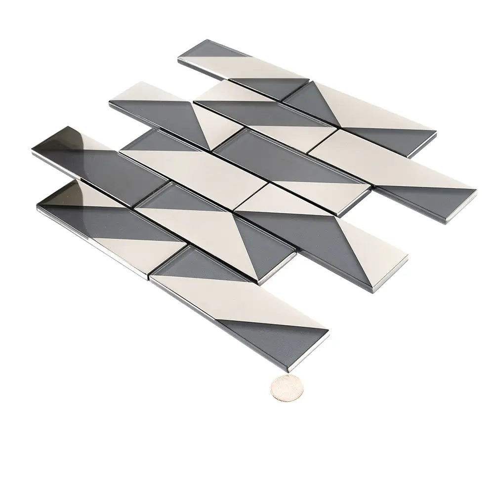 Gray Deco Brick Glass Mosaic Tile | Tile Club