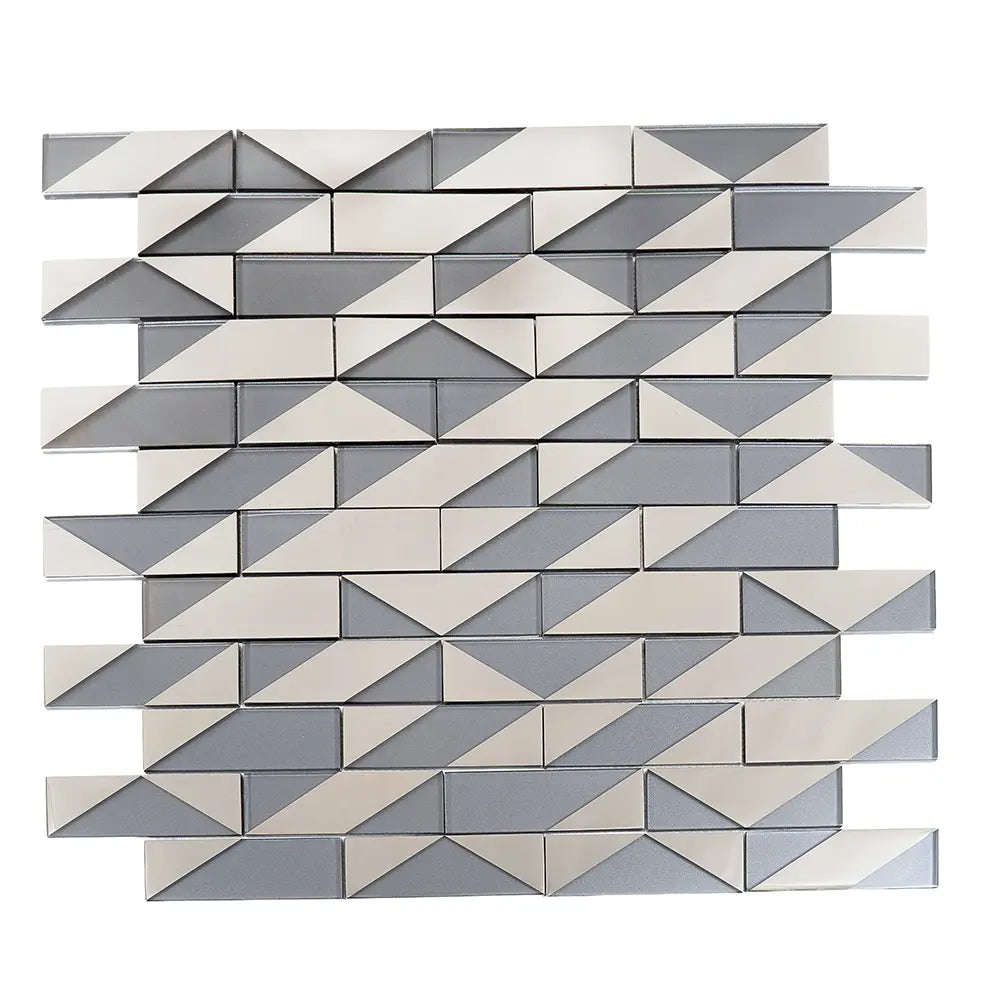 Gray Deco Brick Glass Mosaic Tile | Tile Club