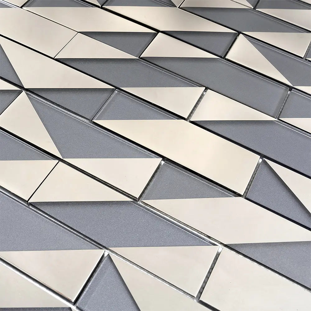 Gray Deco Brick Glass Mosaic Tile | Tile Club