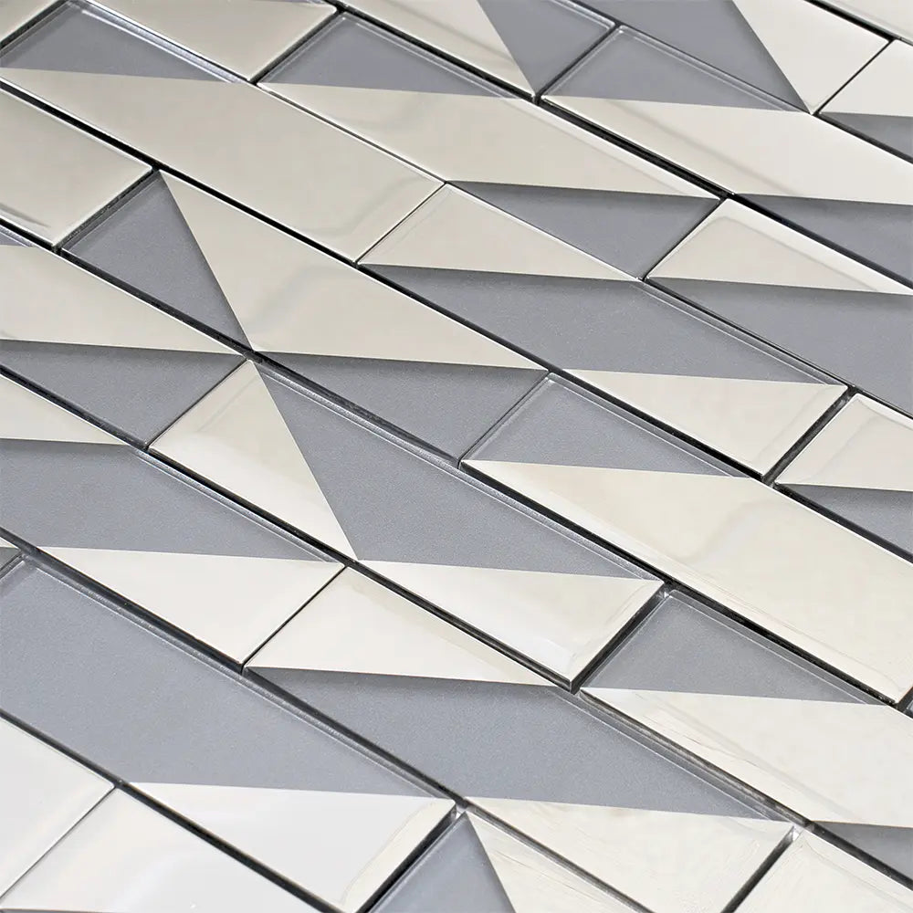 Gray Deco Brick Glass Mosaic Tile | Tile Club