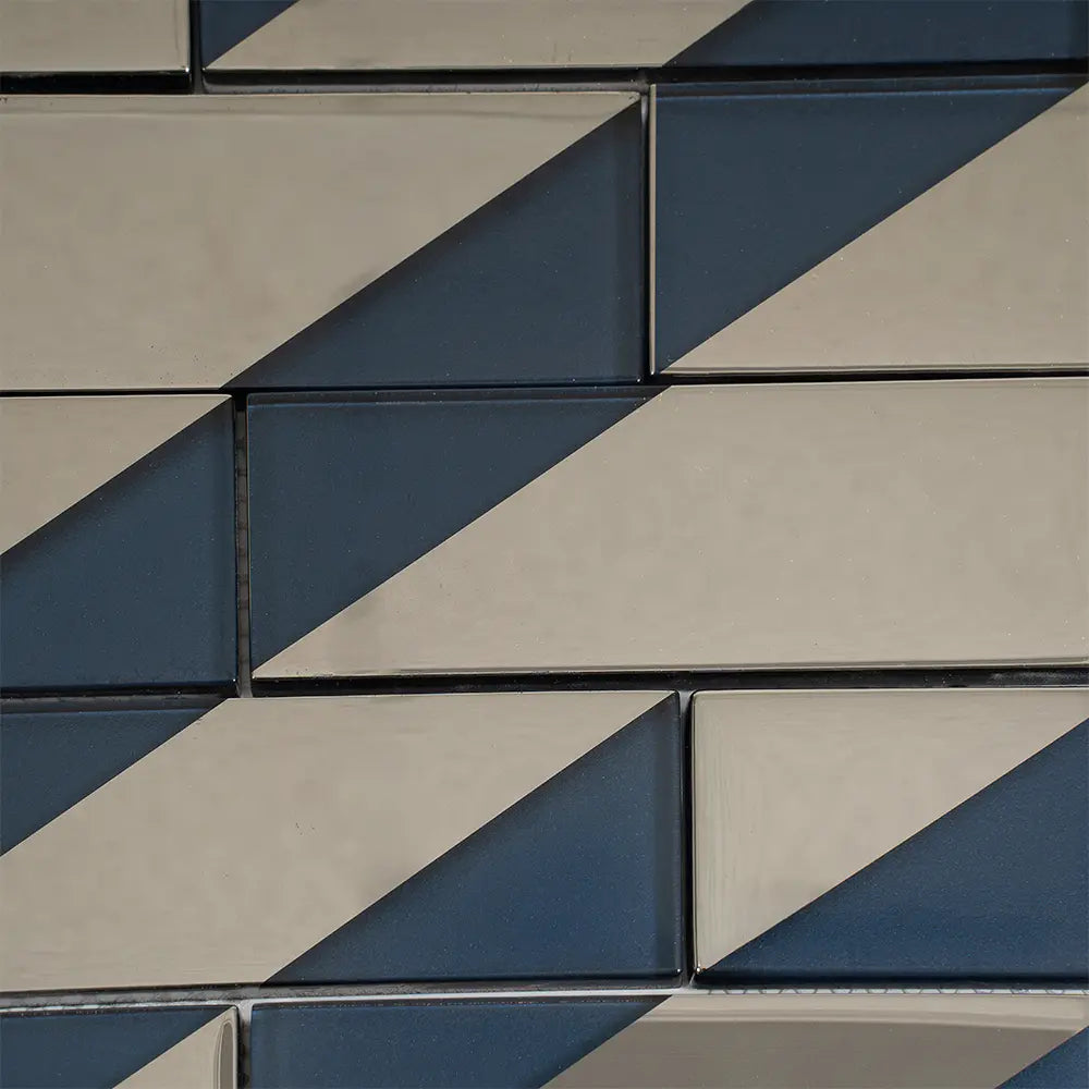 Blue Deco Brick Glass Mosaic Tile