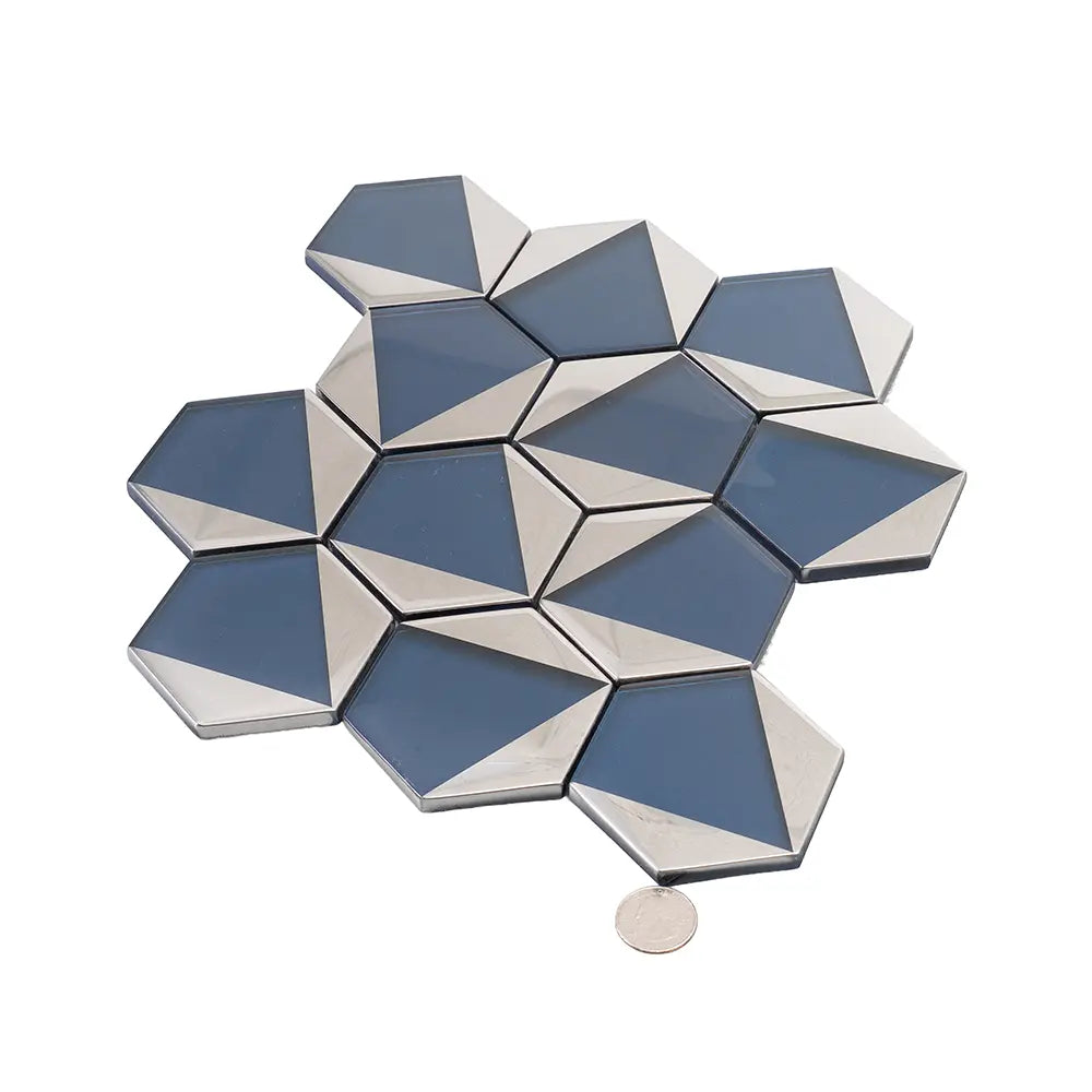 Blue Deco Hex Glass Mosaic Tile | Tile Club