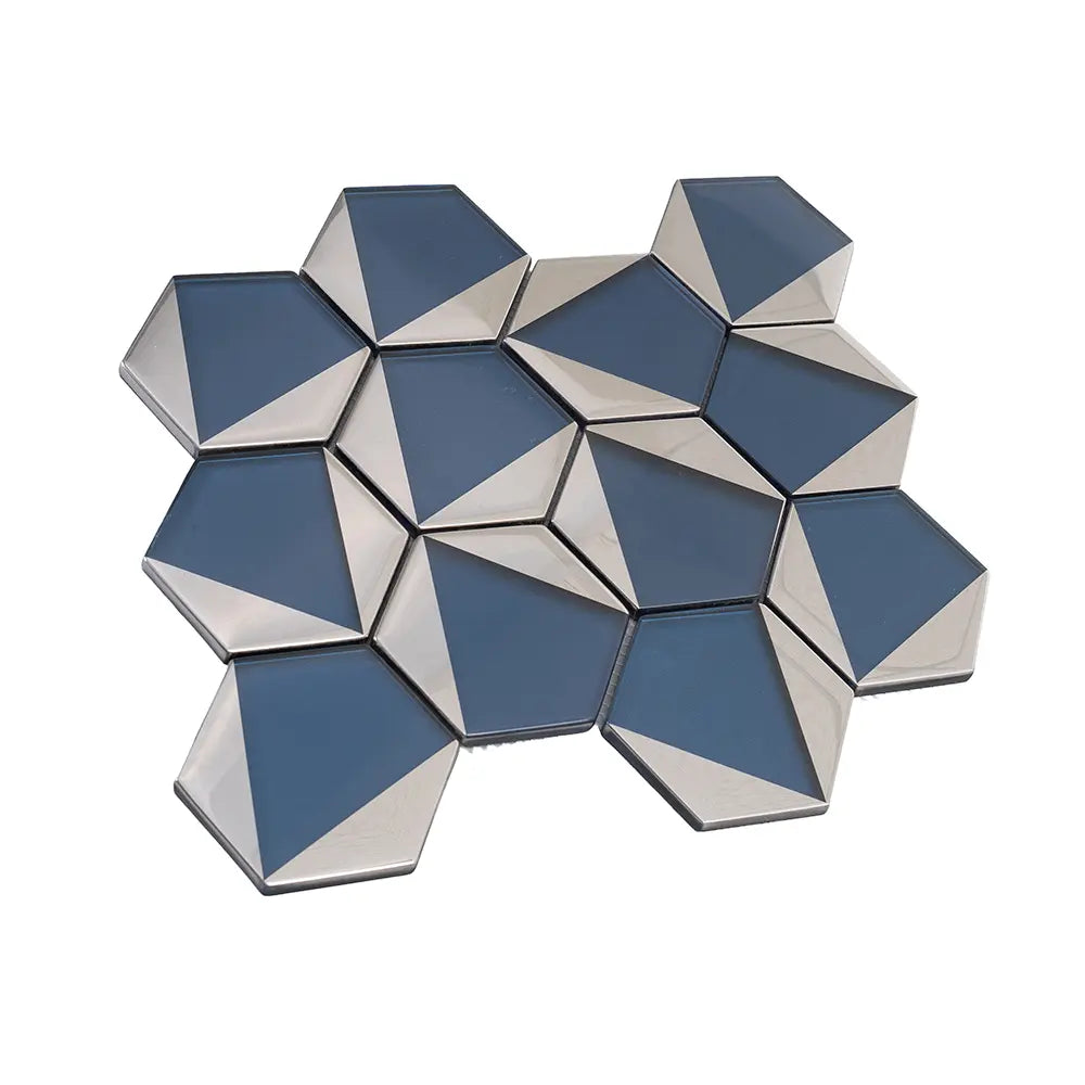 Blue Deco Hex Glass Mosaic Tile | Tile Club