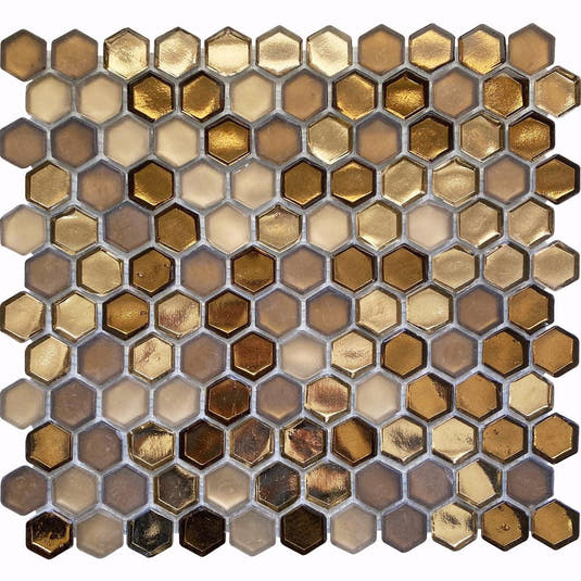 Golden Honey Hexagon Glass Mosaic Tile | Tile Club