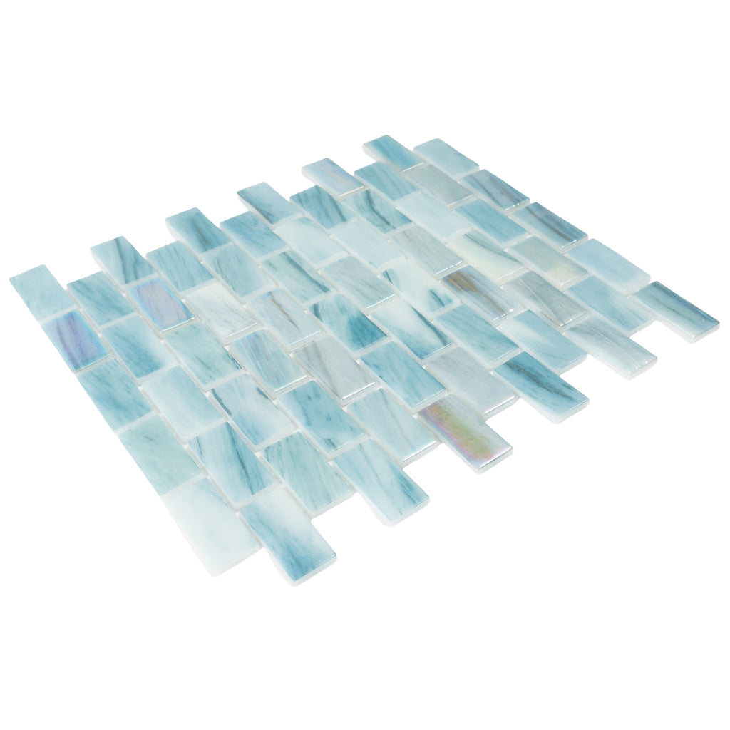 Alimia Sky Recycled Glass Brick Mosaic Tile | Tile Club